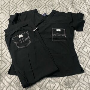 Blue sky scrubs - black set - Large top and bottom